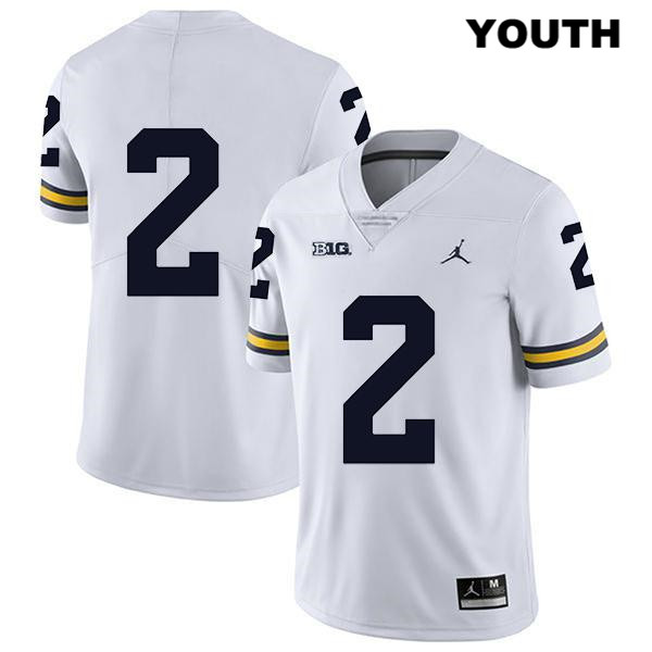 Youth NCAA Michigan Wolverines Carlo Kemp #2 No Name White Jordan Brand Authentic Stitched Legend Football College Jersey UC25T14UJ